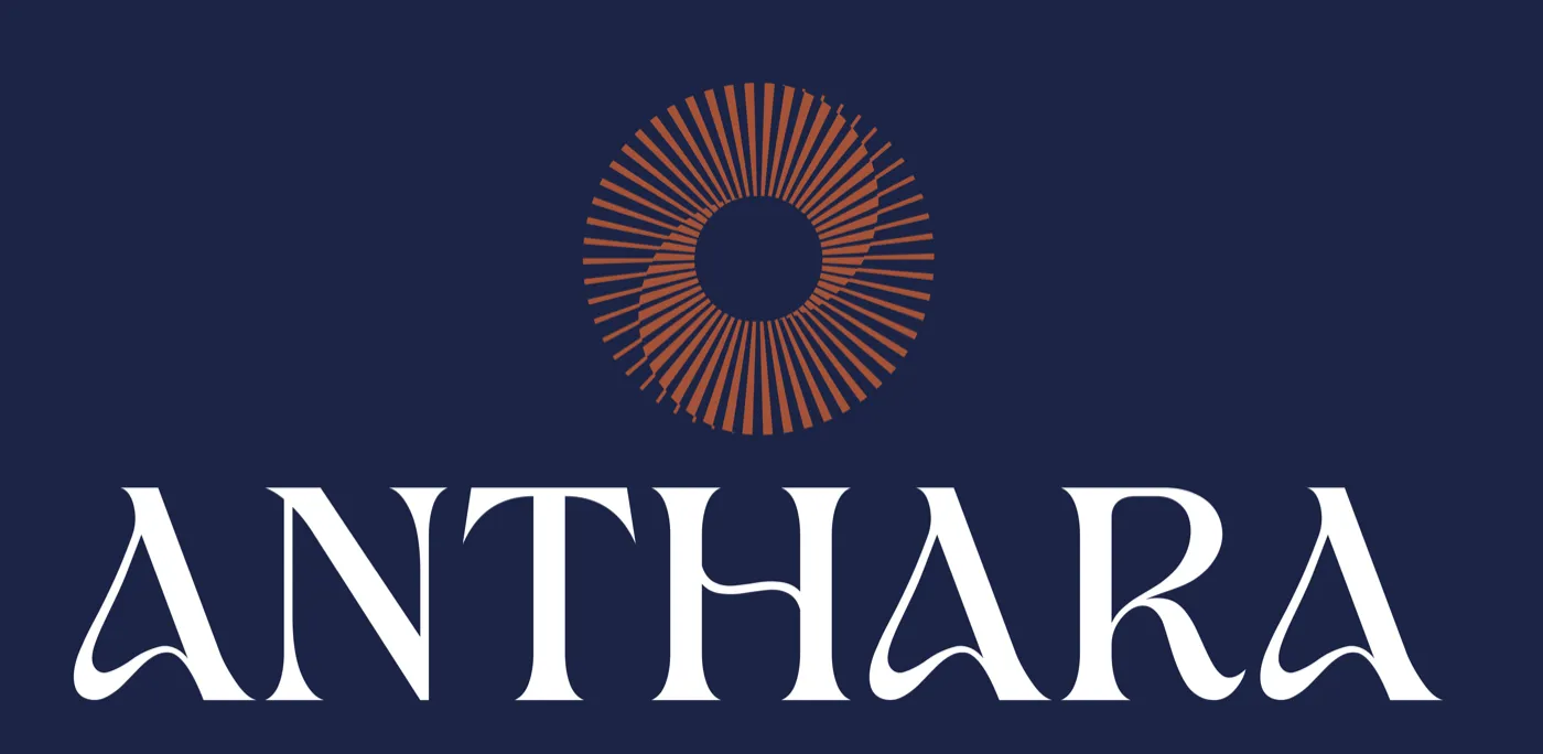 Anthara wordmark with radiating sun symbol