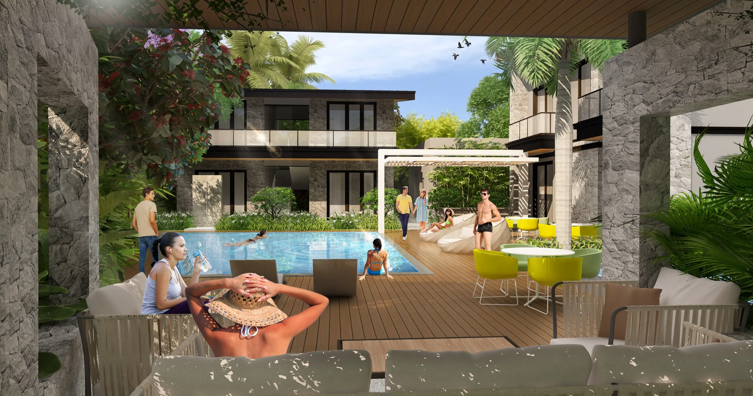 Poolside view - artistic impression